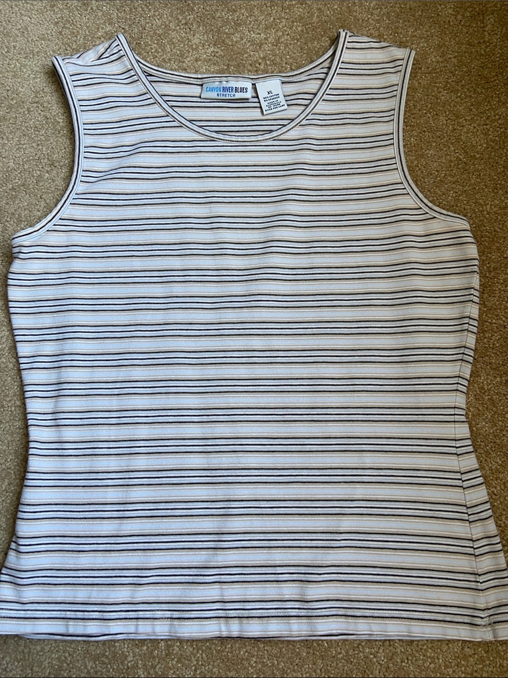 Canyon River Blues Tank Top with Black, Blue and Tan Stripes